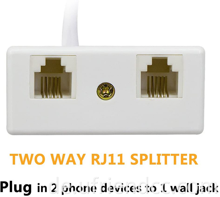 Splitter 1 männlich bis 2 weiblicher RJ11 6P4C Telefonkonverter Kabeladapter für Wall -Festnetz